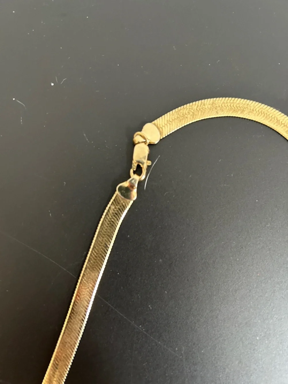 Unisex Herringbone Gold Plated Flat Chain Necklace 24” - Picture 6 of 6
